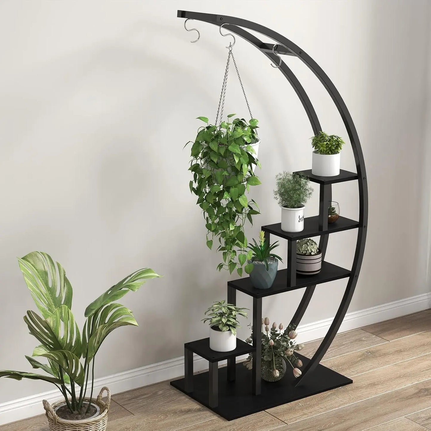 Twister CK 5 Tier Indoor Plant Stand Metal Half Moon Shelf