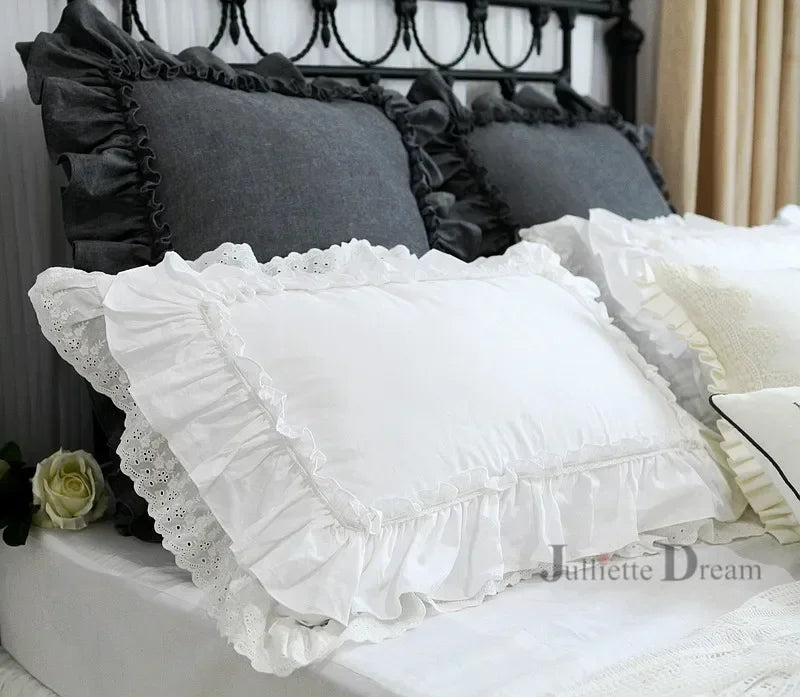 Julliette Dream Pure Cotton Lace Pillow Cover Double Layer Embroidered
