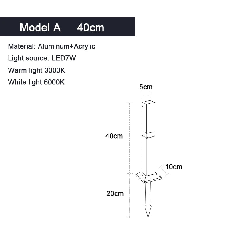 Waterproof IP65 LED Lawn Light 110V 220V Aluminum Acrylic Street light 30 40 60 80 100CM For Garden Courtyard Villa Lighting