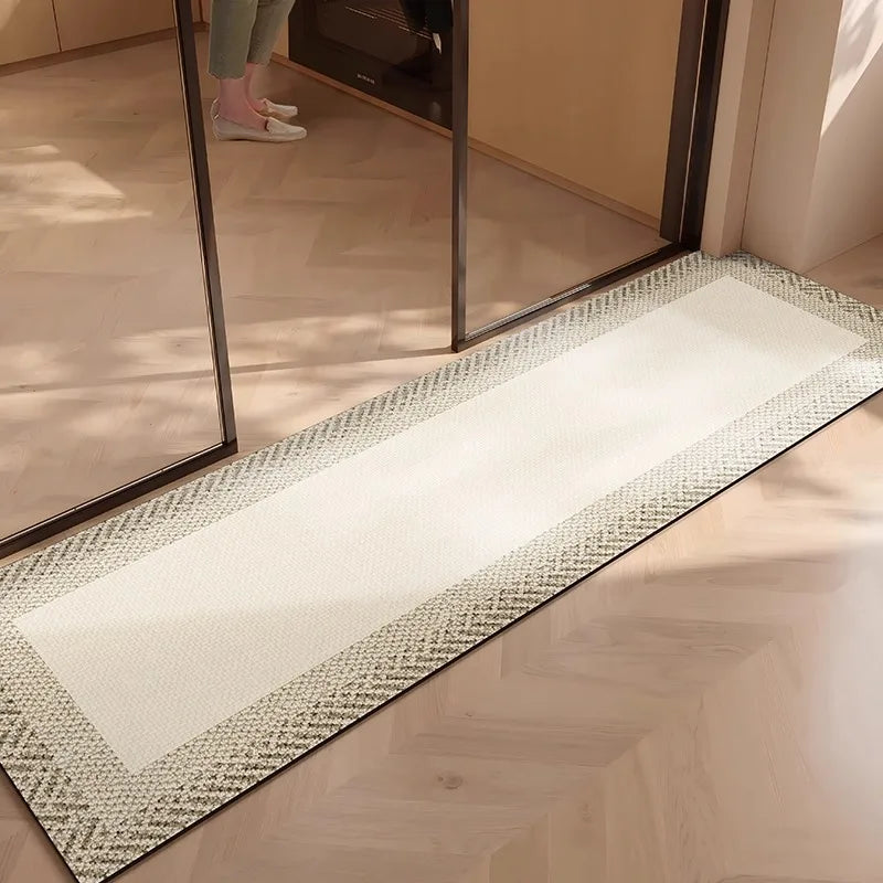 Kitchen Rug Waterproof Floor Mat Anti-slip Mats PVC Leather Carpet Black Carpets Minimalist Home Decor Rugs Alfombra De Cocina