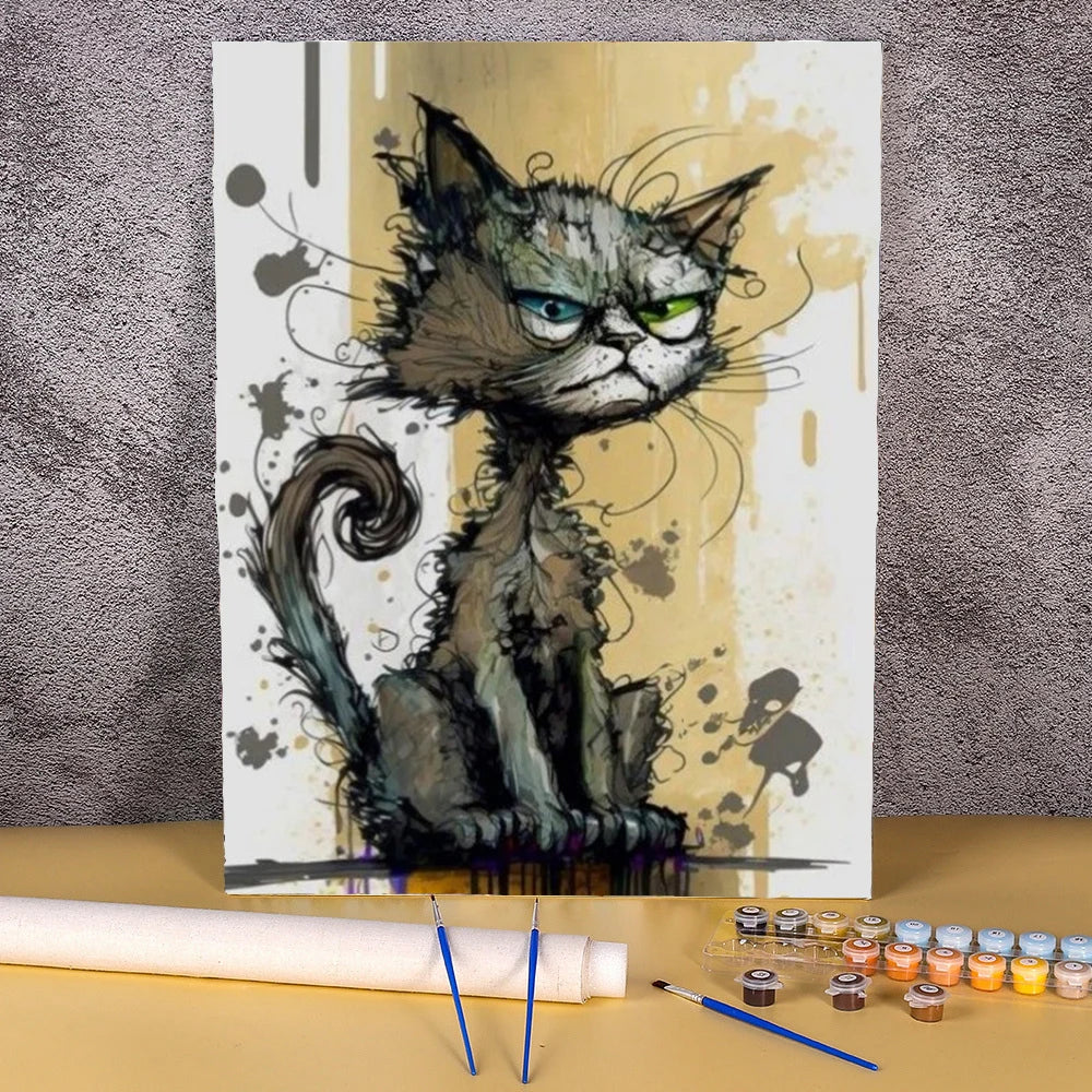 Cartoon Cat Oil Pictures By Numbers Abstract Paintings On Canvas Animal Acrylic Paint By Number For Home Wall Art Decor