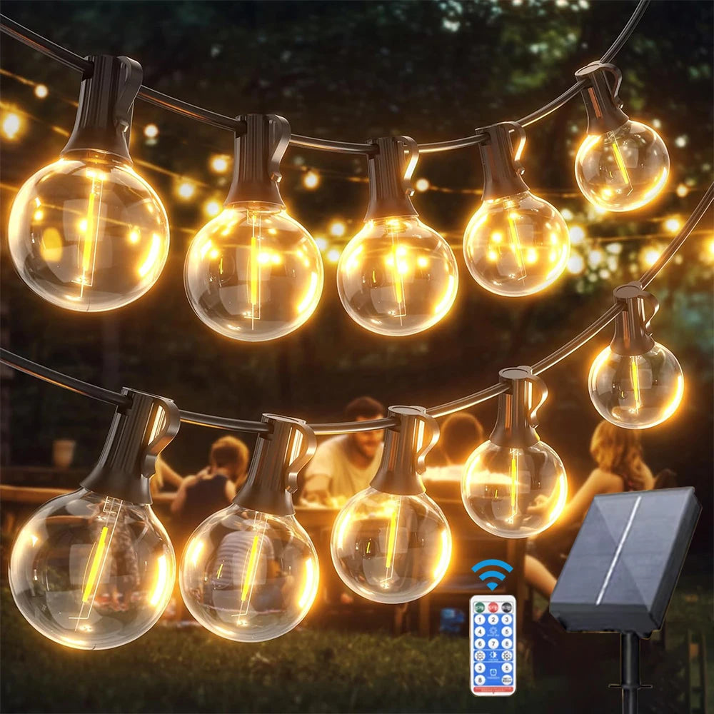 Outdoor Solar G40 Spherical LED String Lights IP65 Waterproof