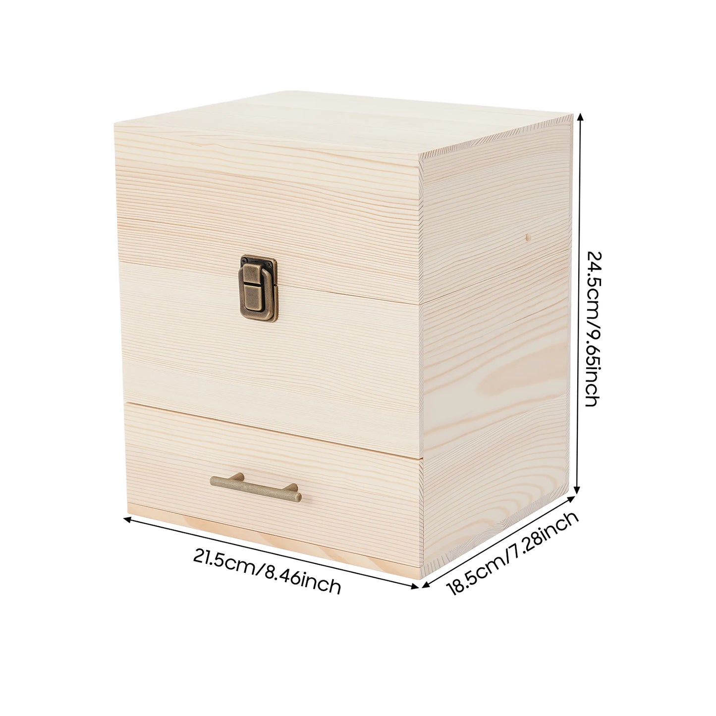 NONECN Wooden Essential Oil Storage Box Organizer Three-Tier 59 Slots