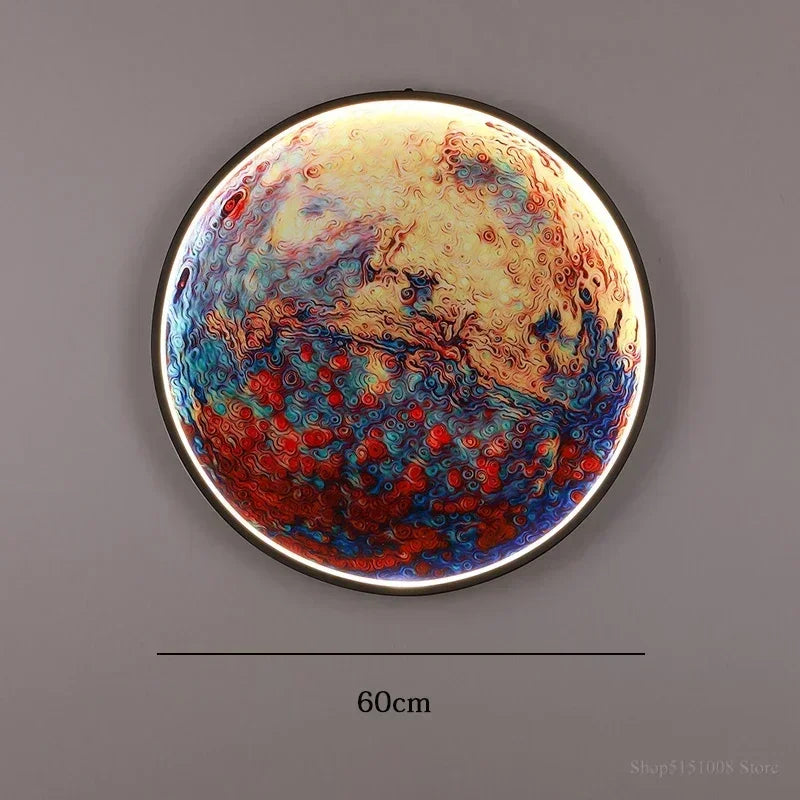 Nordic Designer Earth Mural LED Wall Lamps Living Room Bedroom Study Corridor Light Modern Courtyard Planet Art Decor Lighting