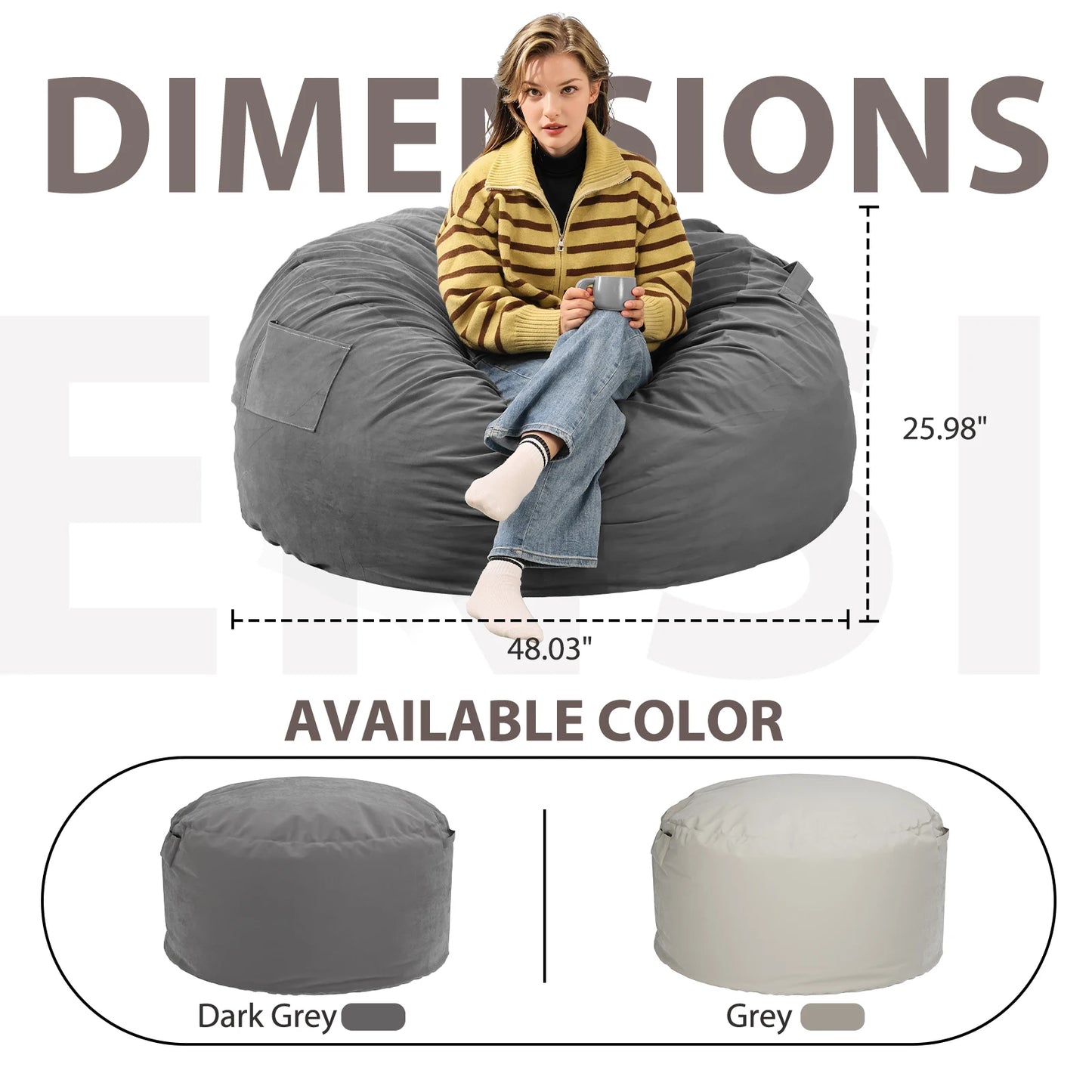 JHK Bean Bag Chair For Gaming And Reading With Removable Cover