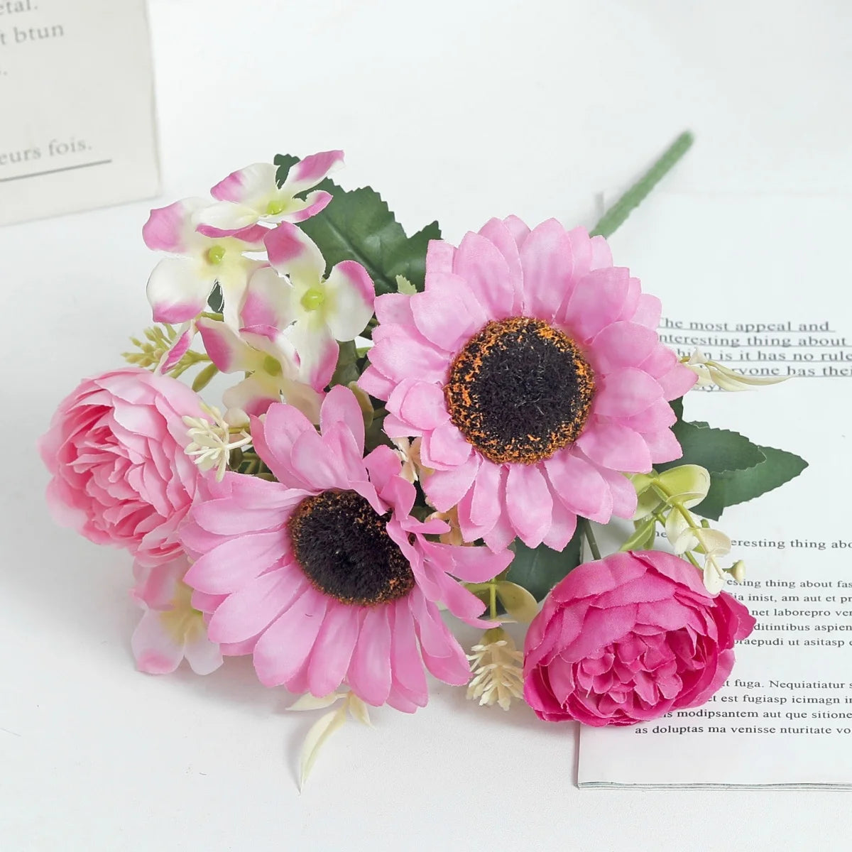 Autumn Sunflowers Peony Artificial Flowers Silk Bouquet Wedding Christmas Room Table Decoration For Vase Home DIY Fall Decor