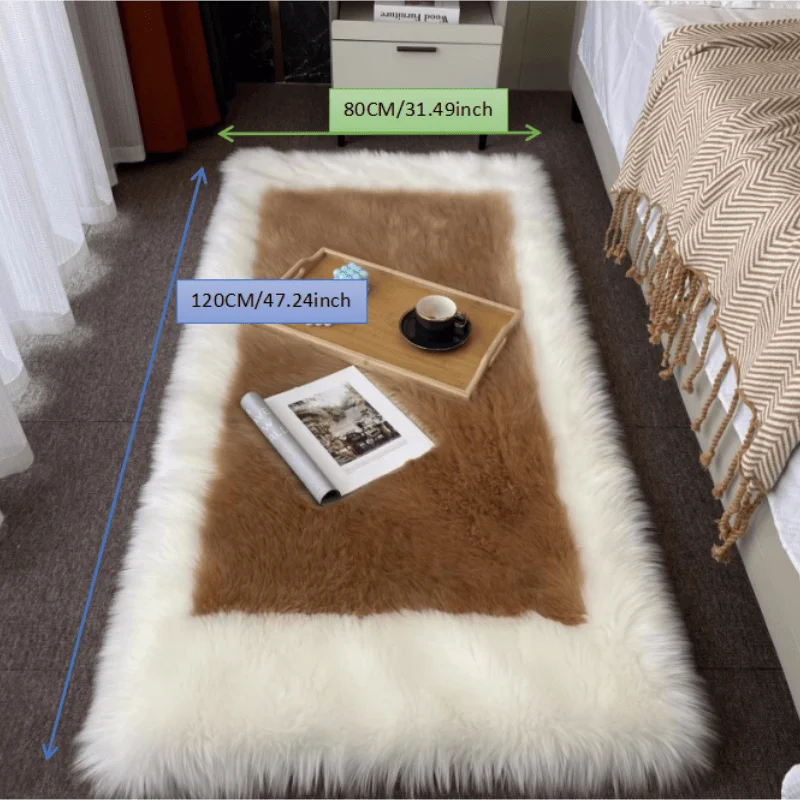 NONECN Soft Fluffy Sheepskin Rug Non Slip Machine Washable