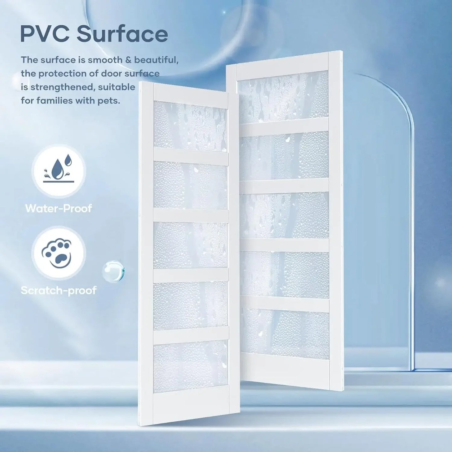 [Limited Stock!]36x84 Inch Glass Sliding Barn Door Slab and 6.6ft Hardware Kit Included, 5 Frosted Glass, LVL Wood Panel Covered