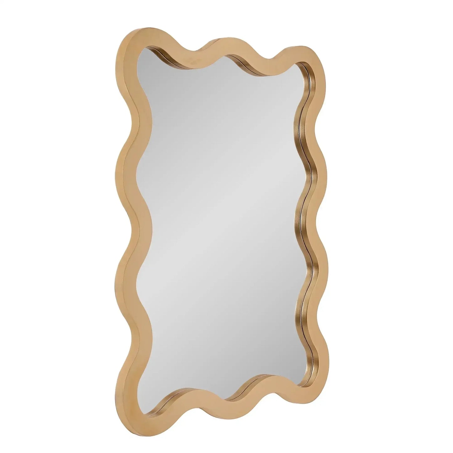 Luxury Gold Wavy Mirror｜Versatile Wall Mirror for Living Room & Bedroom, Easy Horizontal/Vertical Hanging