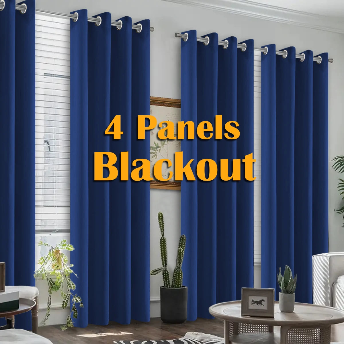 4Pcs Blackout Curtains Heat Insulated Grommet Living Room