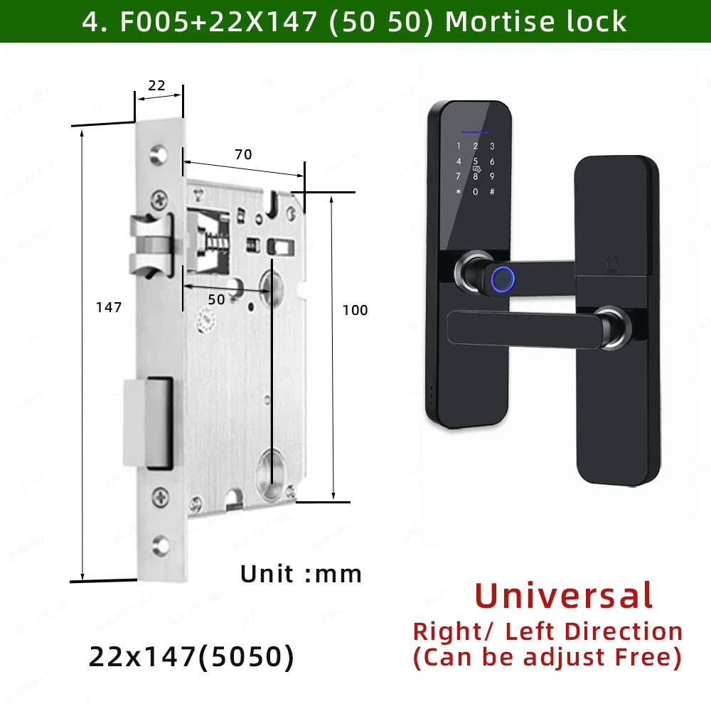 RAYKUBE F005 IP65 Waterproof Tuya Wifi Lock Electronic Smart Door Lock With Fingerprint/Smart Card/Password/Key/APP Unlock