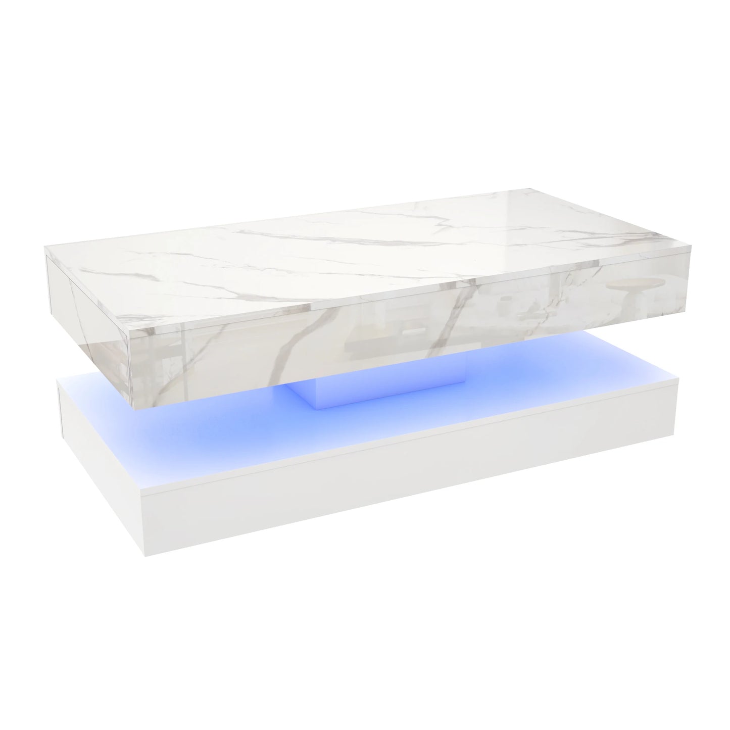 Modern LED Coffee Table With Dual Layer And 2 Drawers