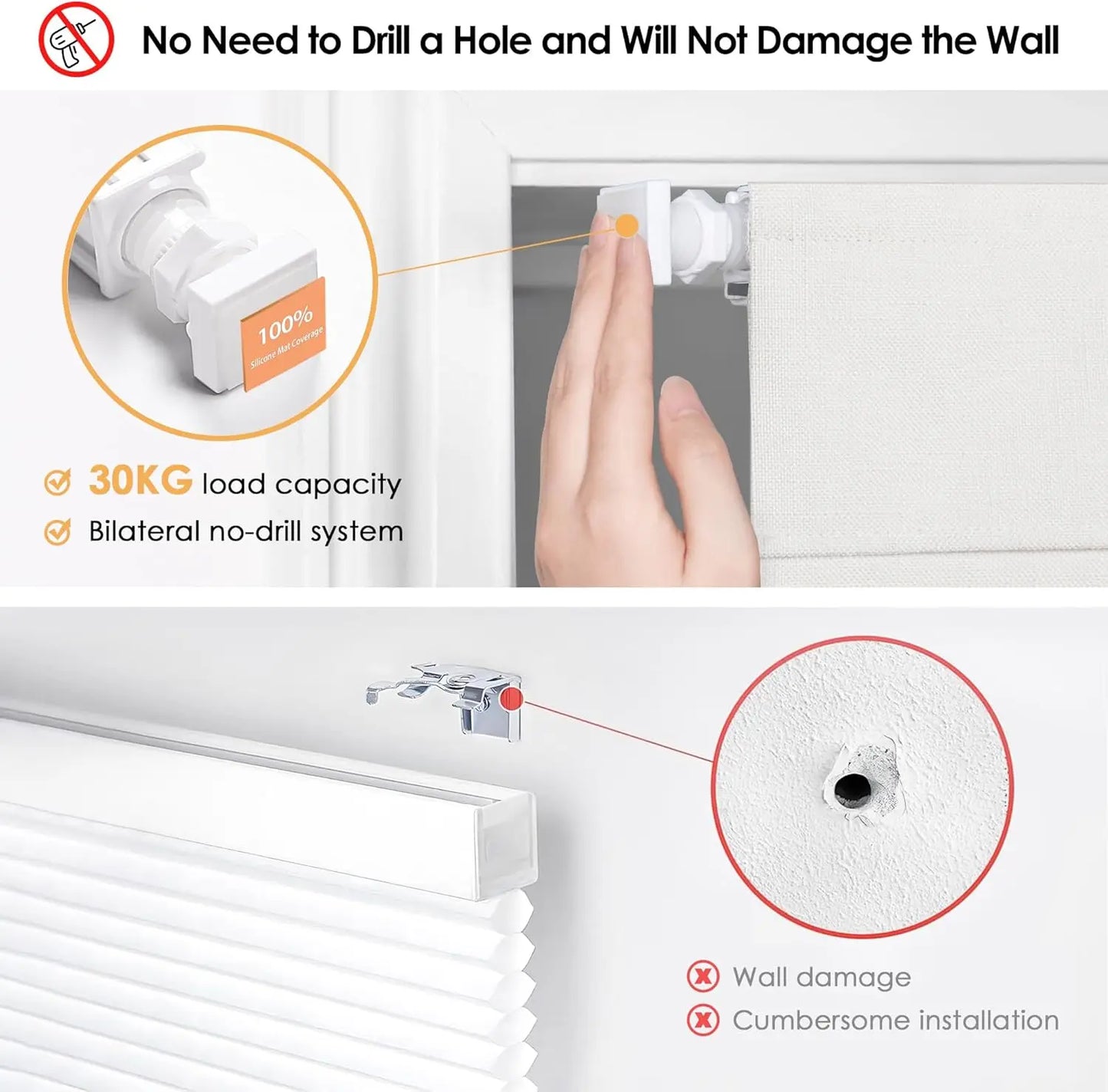 No Drill Cordless Roman Shades, Blackout Thermal Insulated UV Blocking Window Blinds, Lightweight Fabric for Indoor Windows