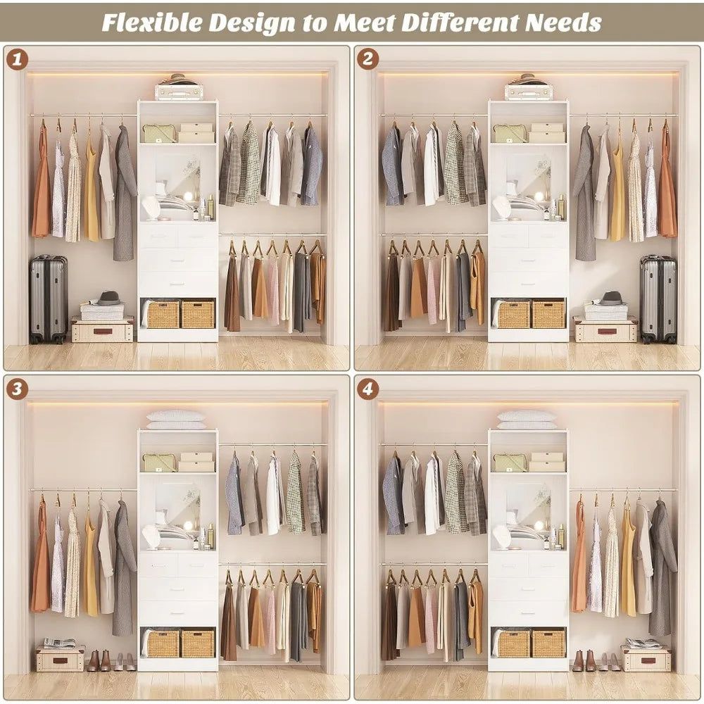 Walk In Closet Organizer Kit With Tower And Extendable Rods
