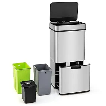 Stainless Steel 19 Gal Kitchen Trash Can With Motion Sensor