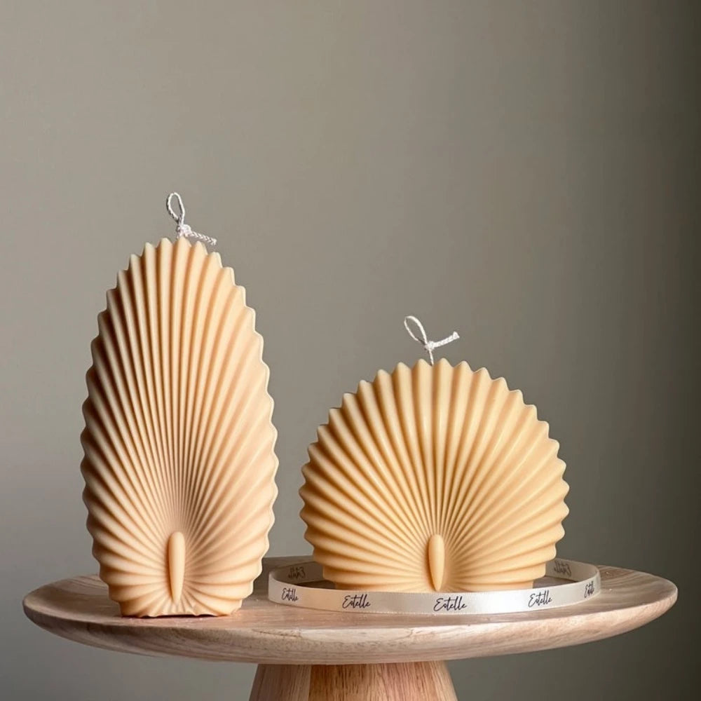 1-2Pcs/set 3D Sea Shell Candle Silicone Mold Relief Stripe Clam Shell Mould for Gypsum DIY Ellipse Ceramics Gifts Home Art Decor