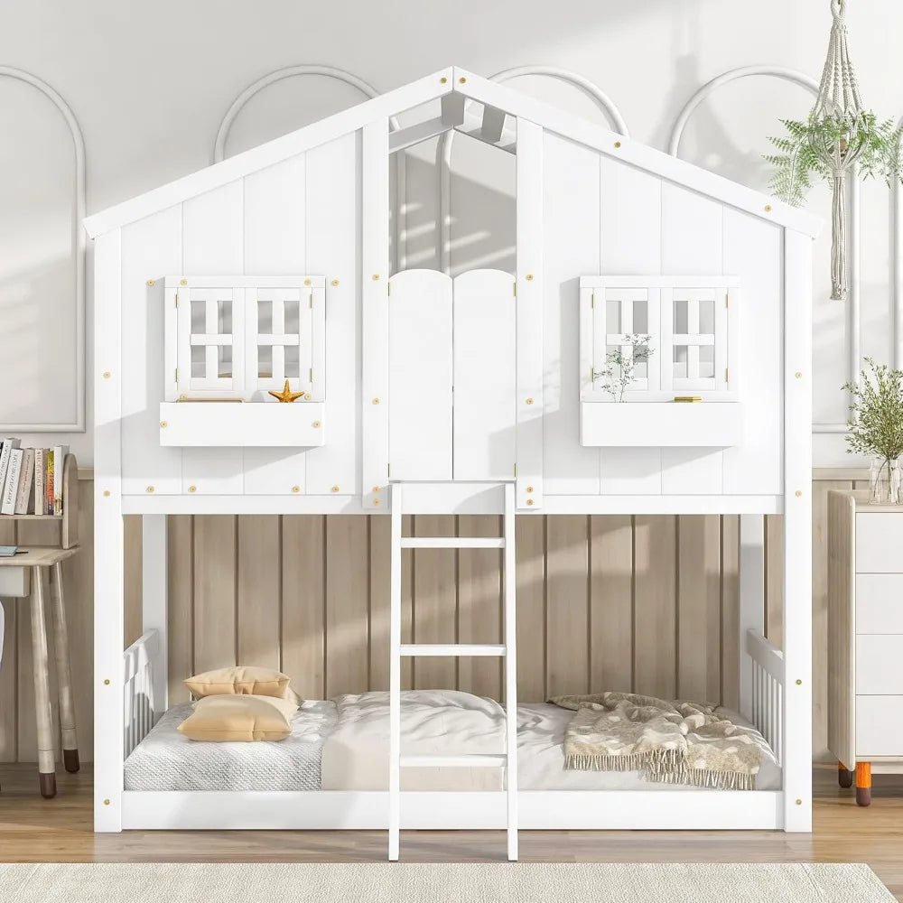 Harper and Bright Designs Twin Over Twin Bunk Bed Storage