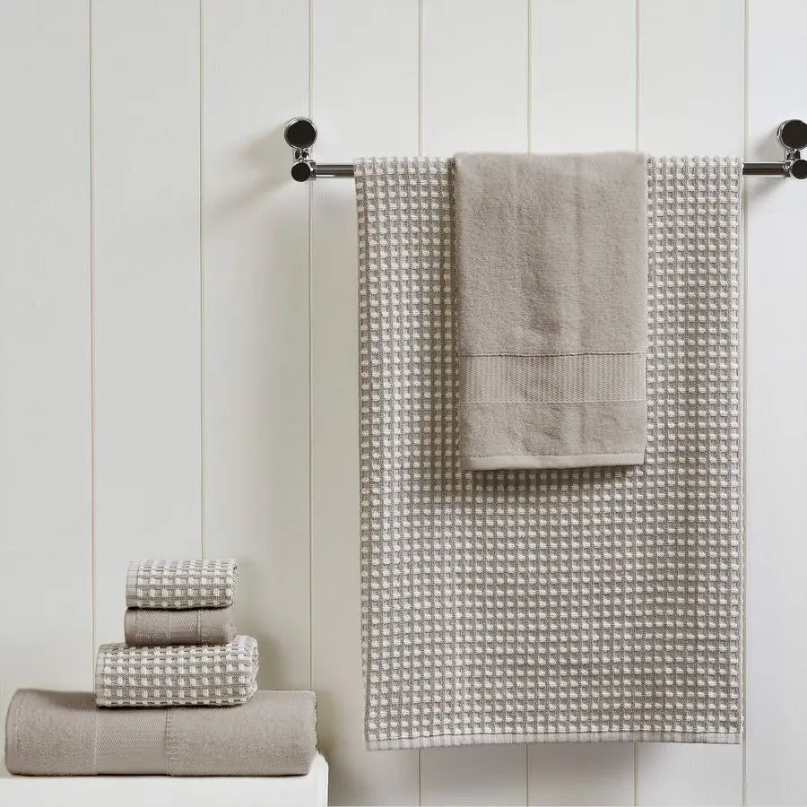 6Piece 100 Combed Cotton Yarn Dyed Cobblestone Jacquard Towel Set Flax