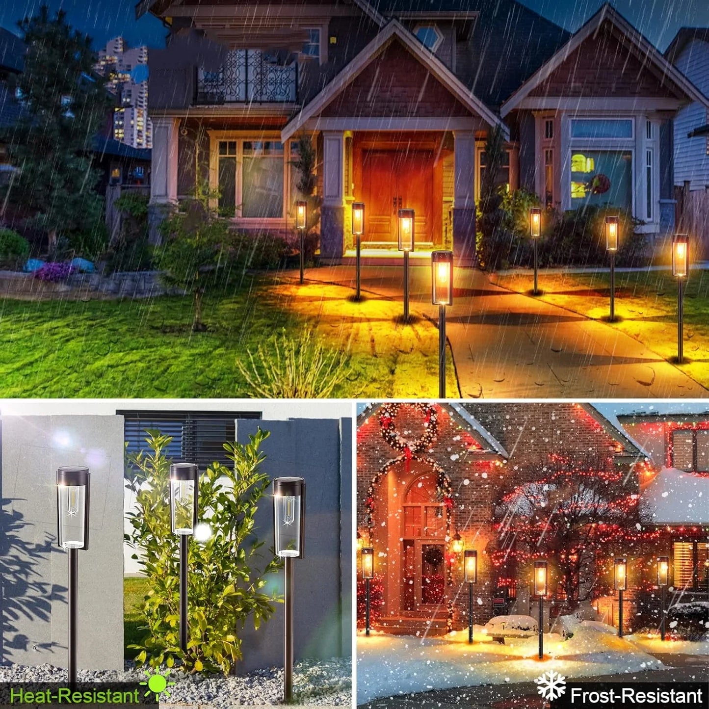 Feature Solar Pathway Lights Outdoor Auto On Off Lawn Lamps