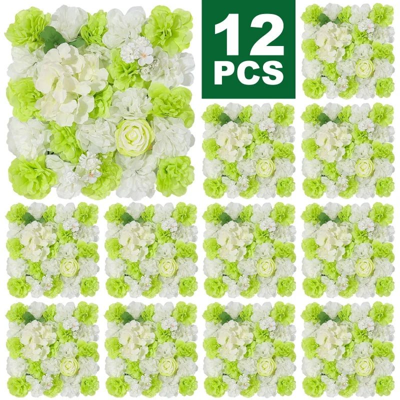 RUEESEECN 12 Pack Faux Roses Wall Panel 3D Backdrop