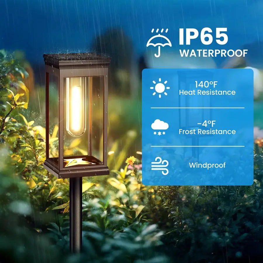 Pathway Lights Outdoor 8 Pack, IP65 Waterproof Warm White LED, Auto On Off, Solar Powered Modern Square Design Landscape Lightin