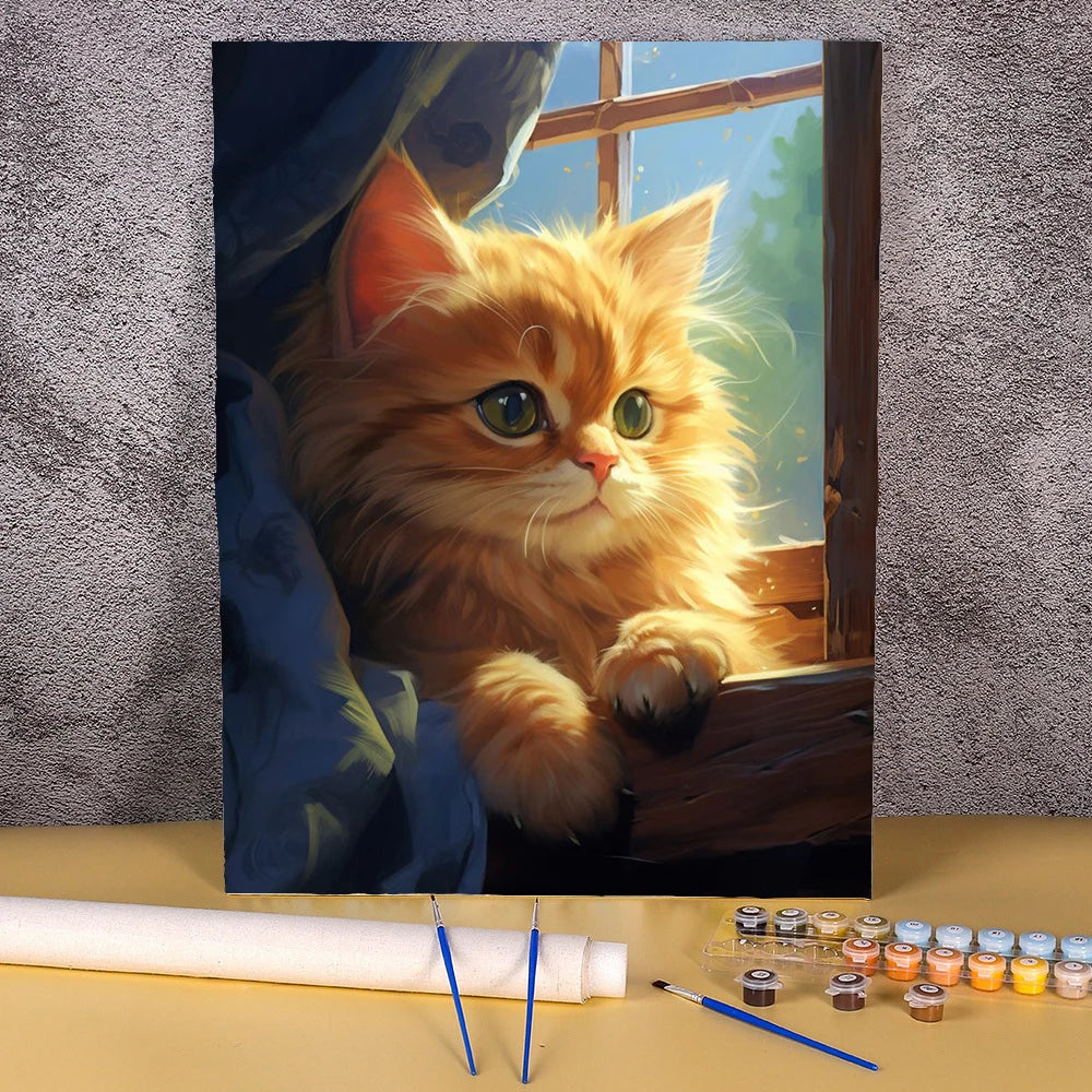 Cartoon Cat Oil Pictures By Numbers Abstract Paintings On Canvas Animal Acrylic Paint By Number For Home Wall Art Decor