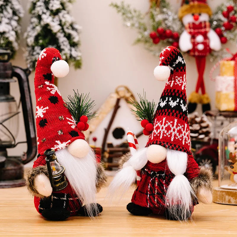 Christmas Plush Gnomes Dolls Red Knitted Suit Faceless Doll Nordic Xmas Elf Doll Ornaments Home Christmas Decorations Party Gift