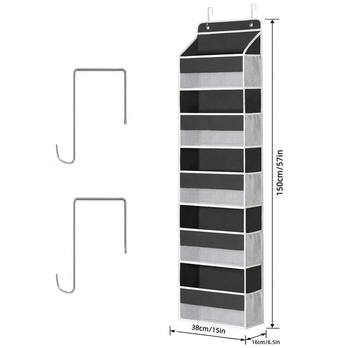 5 Layer Over The Door Hanging Organizer With Mesh Pockets