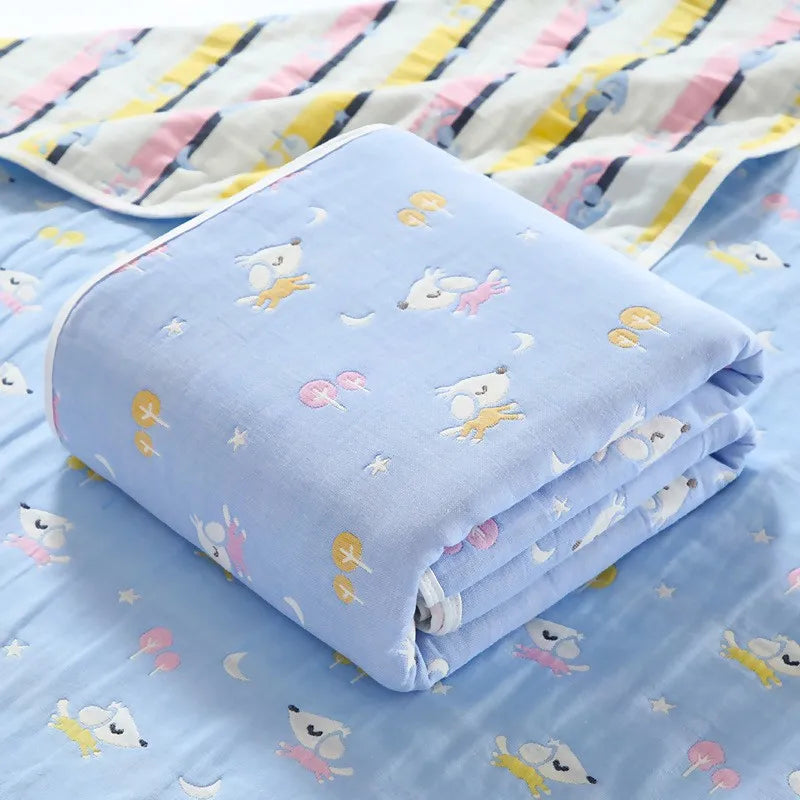 Muslin Baby Blankets Children 6 layers Gauze Cotton Soft Quilt Newborn Infant Swaddle Towel Kids Bath Towel 110*110cm