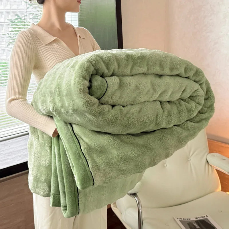 Bubble Imitation Rabbit Fur Throw Blanket Solid Double Sided Plush Blankets for Sofa Bed Spring Autumn Warm Office Nap Blanket