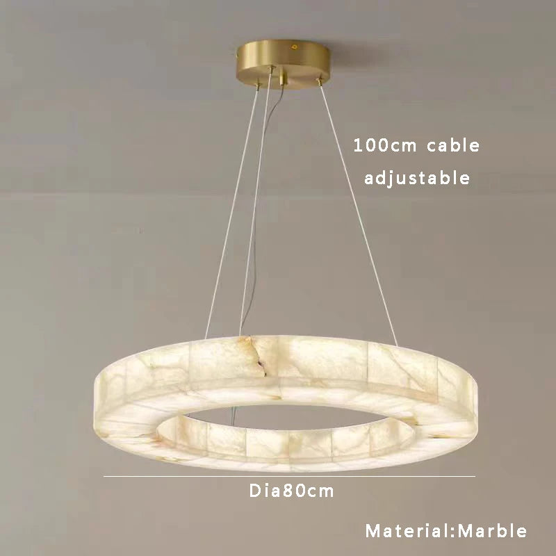 Natural Marble Ceiling Chandelier Luxury Long Stone Hanging Lamp Modern Art Decor Dining Room Kitchen Island Pendant Lamp