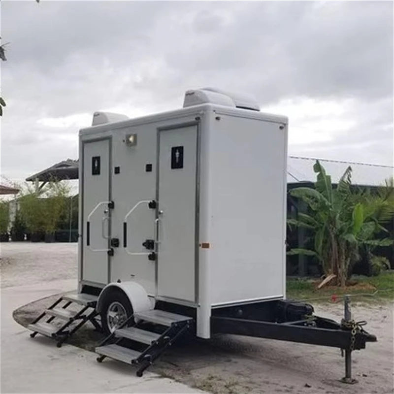 Portable Bathroom Trailer for Sale Mobile Luxury Restroom Trailer with Shower Vanity Sink for Glamping Outdoor Wedding
