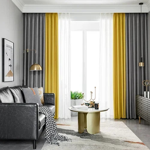 Nordic Light Luxury Meteor Cotton Linen Stitching Curtains Blackout Curtains for Living Room Bedroom Finished Customization