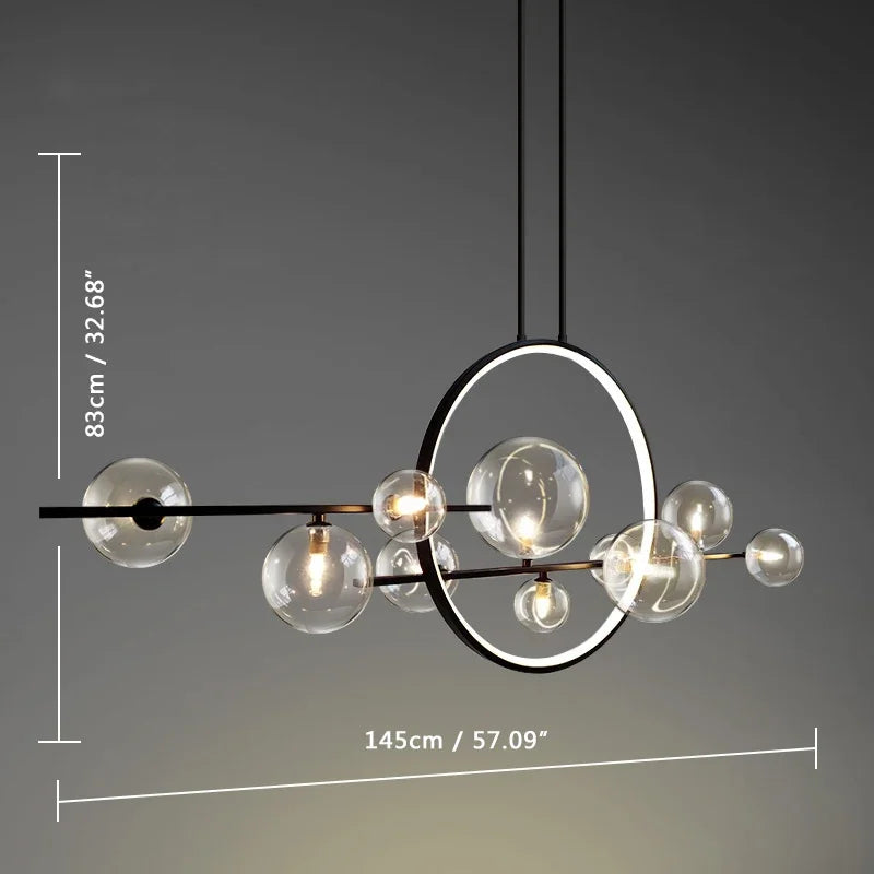 Round Glass Bubbles Chandelier For Living Room Dining Room Kitchen Table Bedroom Modern Glass Ball Pendant Lights Black