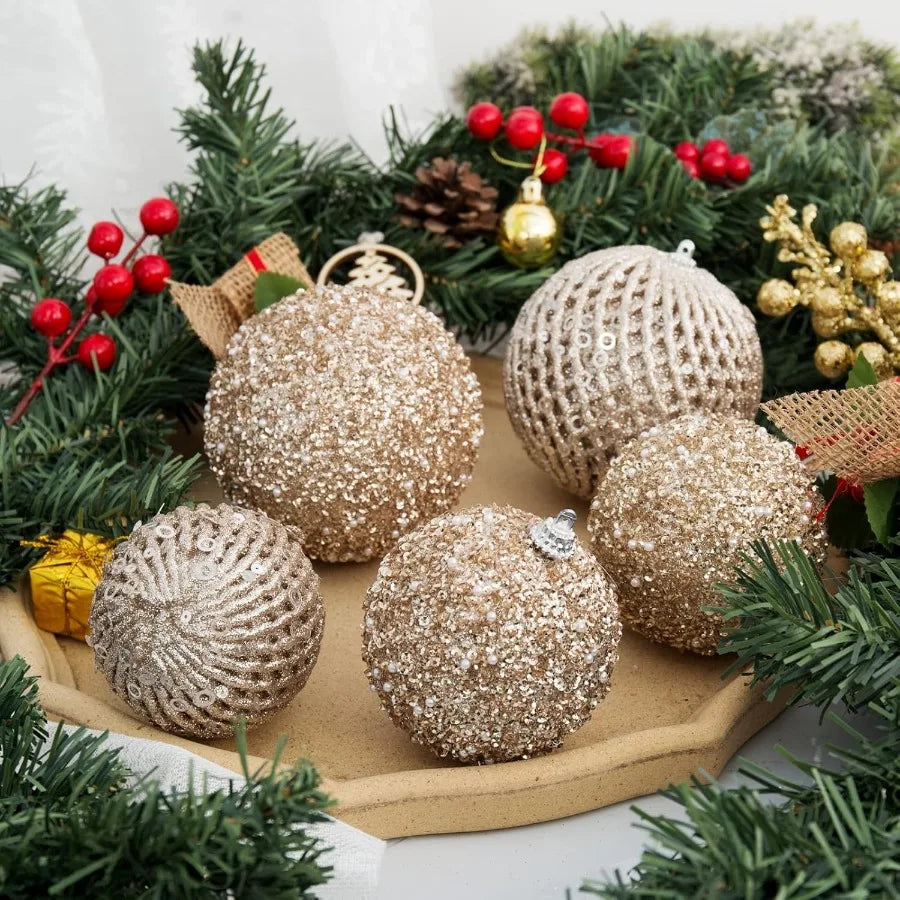 Christmas Ball Ornaments Glitter Shatterproof Hanging Xmas Decorations Wedding