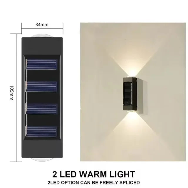 2/4/6 Led Solar Lights Outdoor Waterproof Atmosphere Up And Down Wall Lamp Solar Energy Lighting For Garden Yard Street Decor