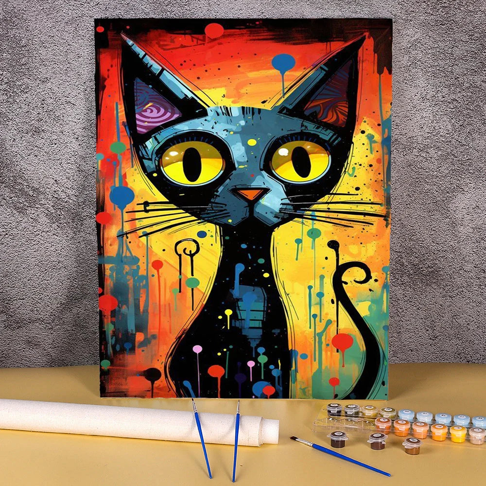 Cartoon Cat Oil Pictures By Numbers Abstract Paintings On Canvas Animal Acrylic Paint By Number For Home Wall Art Decor