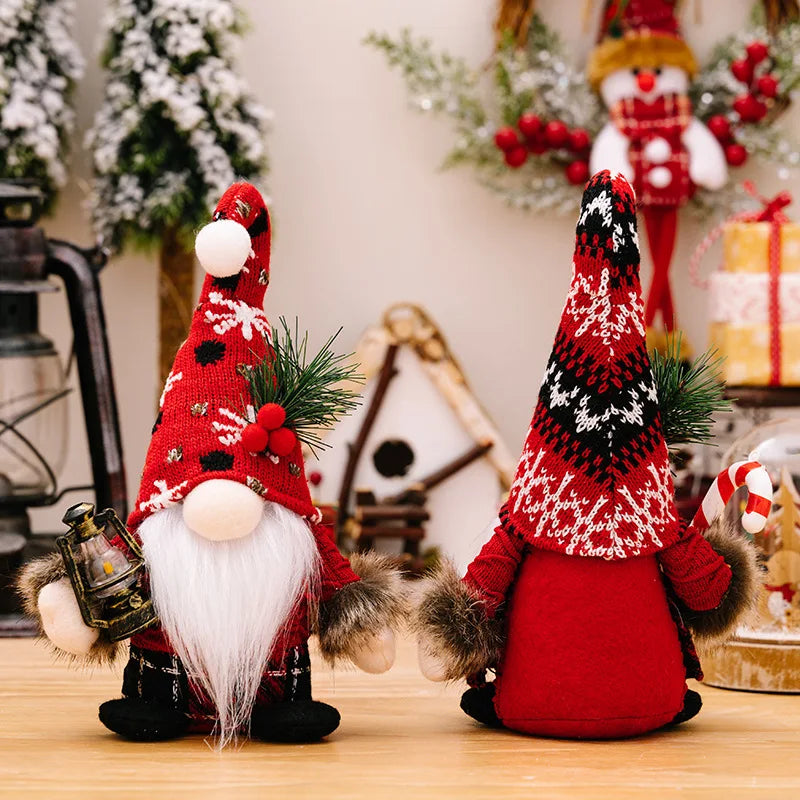 Christmas Plush Gnomes Dolls Red Knitted Suit Faceless Doll Nordic Xmas Elf Doll Ornaments Home Christmas Decorations Party Gift