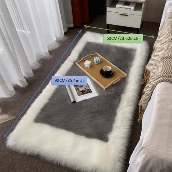 NONECN Soft Fluffy Sheepskin Rug Non Slip Machine Washable