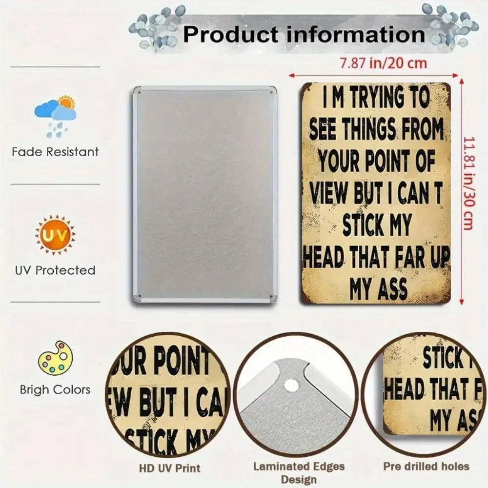 1PC Funny Tin Sign 'I’m Trying To See Your POV' – Humorous Metal Wall Décor, High-Quality Gift for Home or Entertainment Space