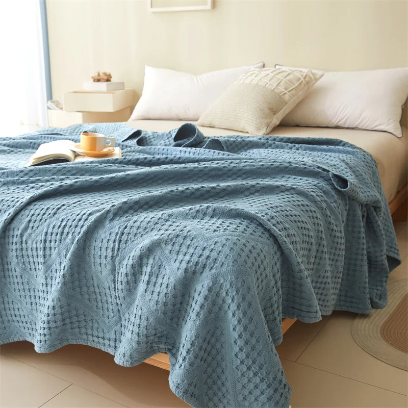 Cotton Throw Blanket,Solid Hollow Comfortable Towel Blankets,Breathable Soft Summer Quilt,Bed Cover For Kid Adult Drop Shipping