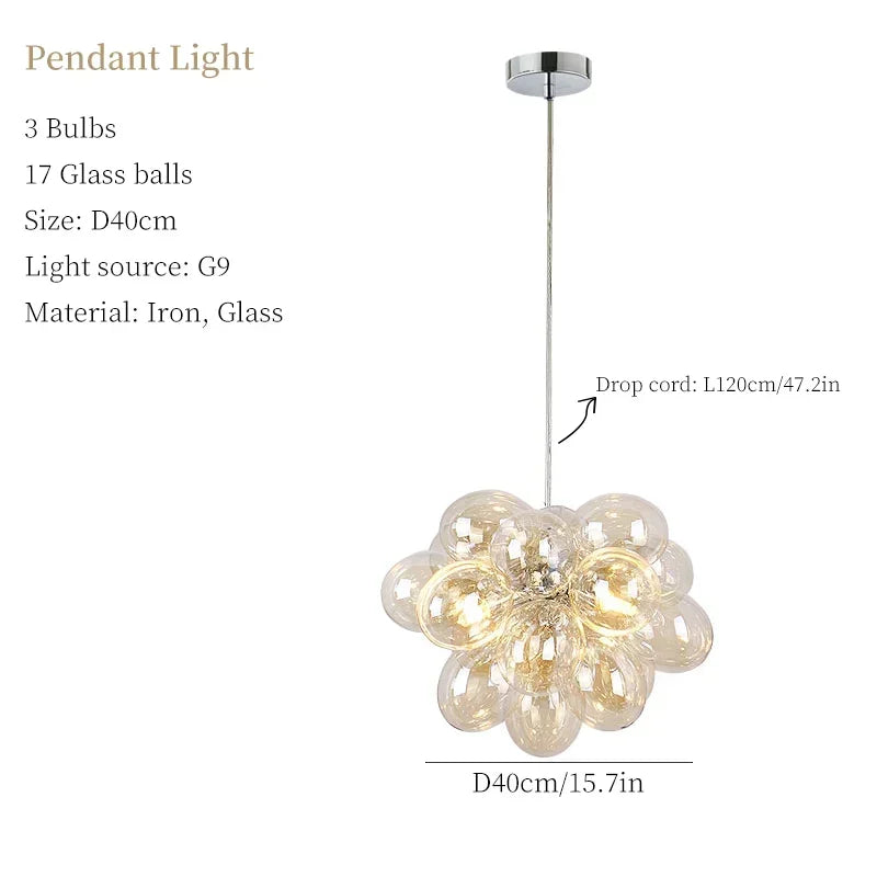 Modern Simplicity Grape Balloon-shaped LED Pendant Light Art Creative Indoor Lamps for Living Room Home Decoration Chandelier