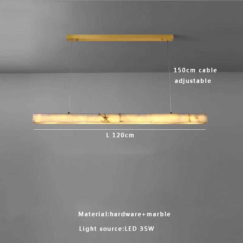 Natural Marble Ceiling Chandelier Luxury Long Stone Hanging Lamp Modern Art Decor Dining Room Kitchen Island Pendant Lamp