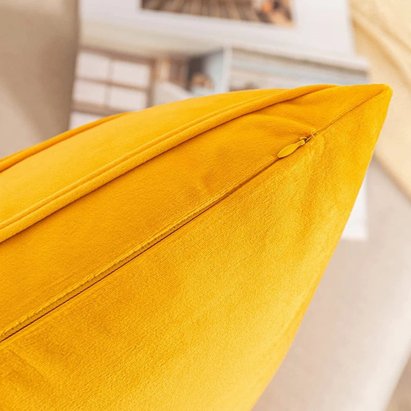 Velvet Fall Pillow Covers Mustard Yellow Throw Pillow Covers Decorative Pillow Covers Cushion Case Cozy Modern Fall Decor Pillow