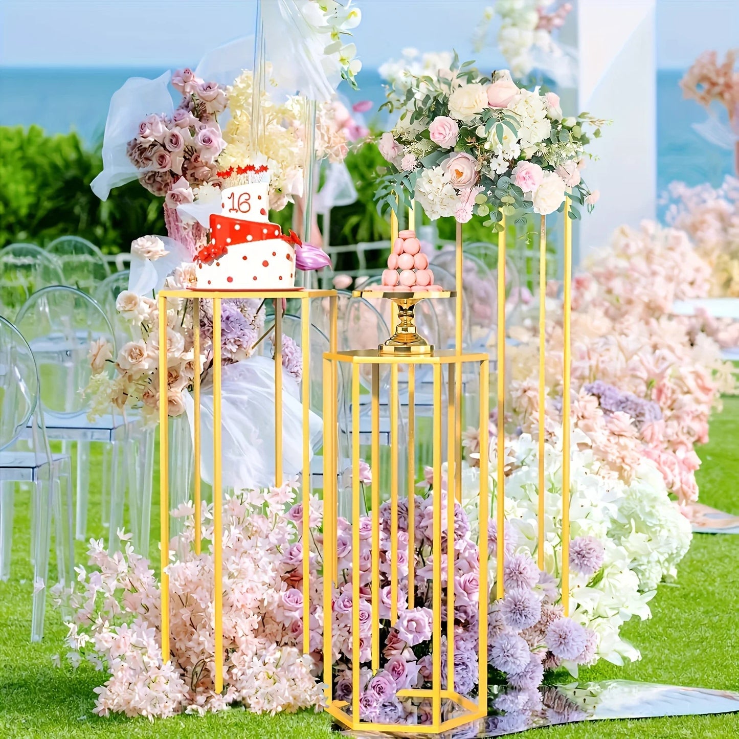 Large Six Sided 3 Piece Storage Rack Vase Decor Organizer