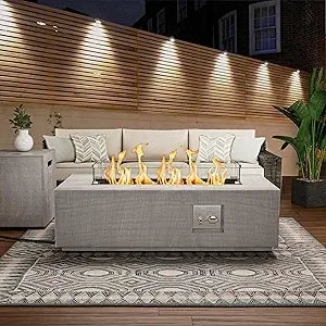 Outdoor Propane Fire Pit Table 50K BTU Rectangular Patio