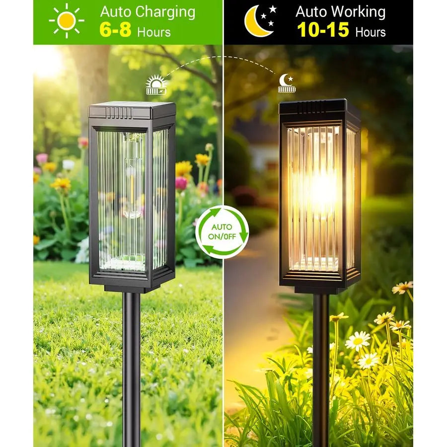 Pathway Lights Outdoor, 8 Pack Upgraded Solar Lights Outdoor Waterproof, Bright Up to 15 Hrs Auto On Off Garden Light for Yard P