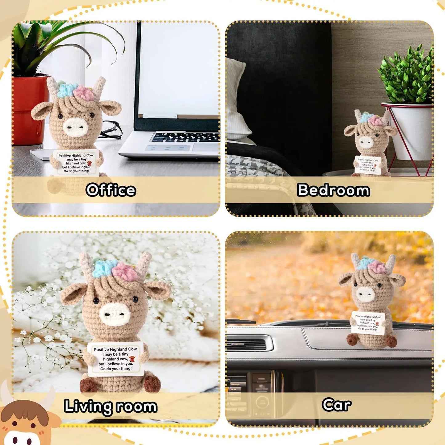 Positive Crochet Animals Christmas Birthday Gifts for Women Men Emotional Mom Dad Daughter Sister Friend Desk Home Fall Decor