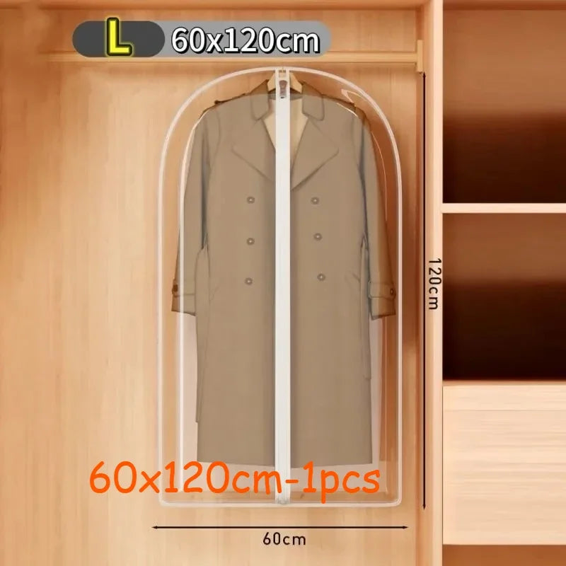 1-10PC Clothes Hanging Dust Cover Wedding Dress Cover Suit Coat Storage Bag Transparent Fully Enclosed Clothes Cover with Zipper