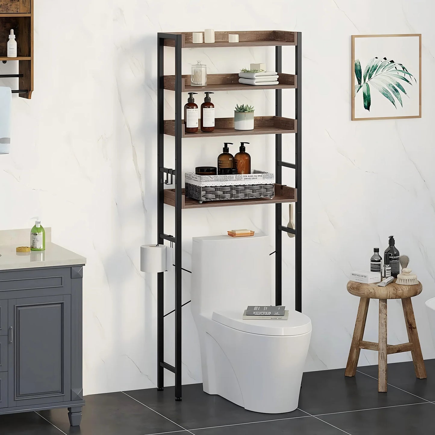 Over Toilet 4 Tier Storage Rack Organizer Freestanding